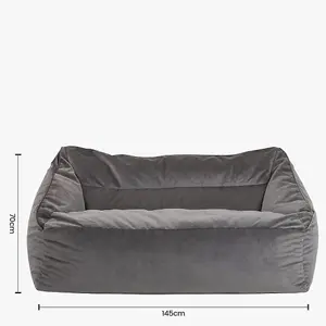 icon Cecilia Bean Bag Sofa Charcoal Grey Giant Velvet Bean Bag Chair