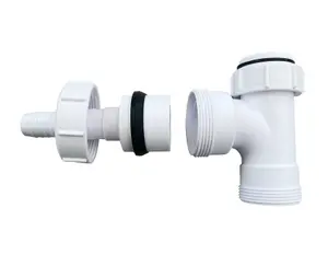 Multi-Fit Waste Trap Adaptor Tee Nozzle 40mm 1.1/2" Swivel Swept BSP Tee c/w Nozzle, Washing Machine Waste Splitter. FREE DELIVERY