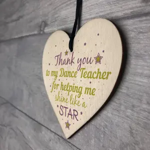 Red Ocean Thank You Dance Teacher Wooden Hanging Heart Chic Sign Goodbye Leaving Friendship Gift Plaque