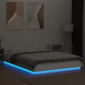 Berkfield Bed Frame with LED Lights without Mattress White 120x190cm