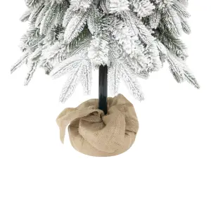 5ft Cranmore Green Frosted effect Wrapped Slim Artificial Christmas tree