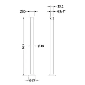 Accessories Standpipes with Handset Holder in Chrome