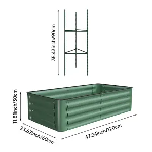 120 x 60cm Outdoor Galvanized Steel Raised Garden Bed with Climbing Stand Green