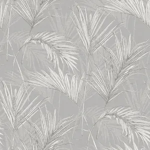 Grandeco  Palm Springs Textured Wallpaper, Grey