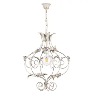 Luminosa Contessa Wire Frame Pendant Ceiling Light, Ivory