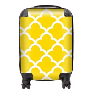 Geometric Yellow Quatrefoil Wave Suitcase - Small