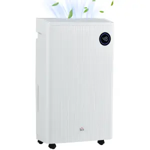 HOMCOM 16L/Day Quiet Air Dehumidifier with Purifier, UVC, Ioniser, Timer, White