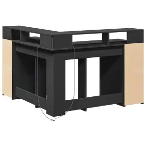 Berkfield Desk with LED Lights Black 130x130x91 cm Engineered Wood