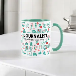 Journalist Mug - Humourous Trades Funny Novelty Gift - Tea/Coffee Hot Drinks Turquoise Ceramic Cup Present for Journalists