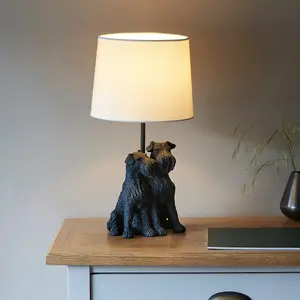 Luminosa Westie Base & Shade Table Lamp Matt Black & Natural Linen