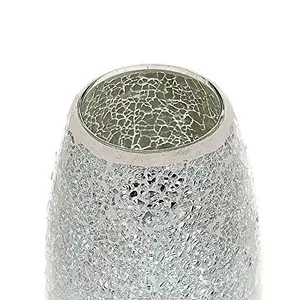 London Boutique Vases for Flowers Handmade Mosaic Glitter Vase Decorative Sparkled Glass gift present (Silver)