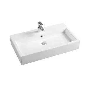 7549 Ceramic 50cm x 38cm Thick-Edge Inset Basin with Rect Full Bowl