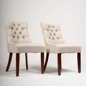 Norval Upholstered Dining Chair (Set of 2) Beige / Dark Brown