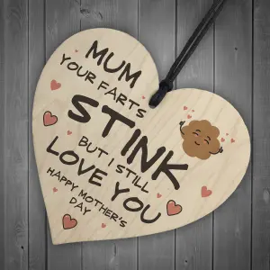 Funny Mothers Day Gift Wood Heart FART Gift For Mum From Daughter Son Rude Joke Gift