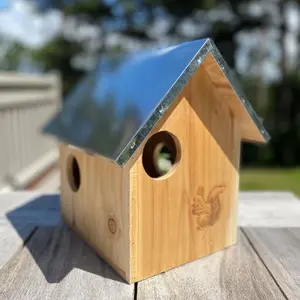 Wooden Squirrel Nest Box With Metal Roof