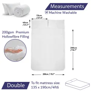 Duvet & Pillows Set Double Hypoallergenic Pillows & All Year Duvet 10.5 Tog Soft