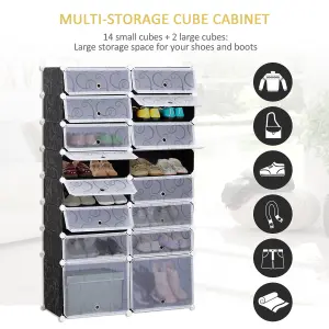 HOMCOM Large 16-Cube DIY Shoes Rack Portable Interlocking Plastic Cabinet