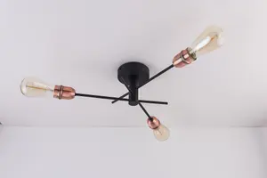 Harper Living Black and Copper 3 Light Ceiling Spotlight