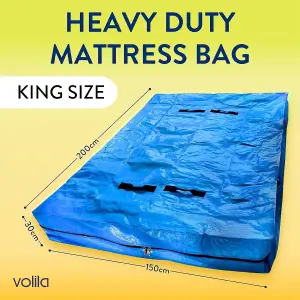 Heavy Duty King Mattress Cover for Moving Waterproof Zippered Storage Bag with Handles, Protects from Dust, Pests & Stains