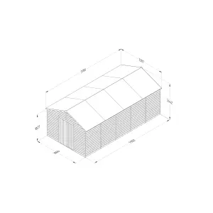 Forest Garden Beckwood Shiplap 20x10 ft Reverse apex Natural timber Wooden Pressure treated 2 door Shed with floor (Base included) - Assembly service included