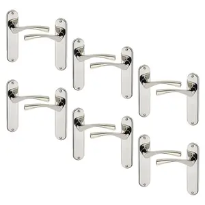 URBNLIVING 184mm Length 12 Pcs Lyon Metal & Polished Nickel Lever Latch Door Plain Handles Set