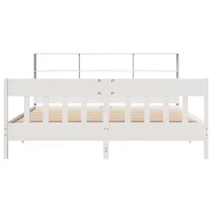 Berkfield Bed Frame without Mattress White 200x200 cm Solid Wood Pine