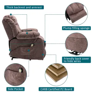 Power Massage Lift Recliner Chair with Heat & Vibration for Elderly, Heavy Duty and Safety Motion Reclining Mechanism, Brown