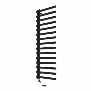 Rinse Bathrooms Minimalist Electric Thermostatic Bathroom Heated Towel Rail Radiator 1600x600mm 800W Black