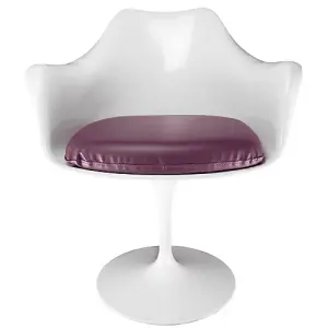 White Tulip Armchair with Purple PU Cushion