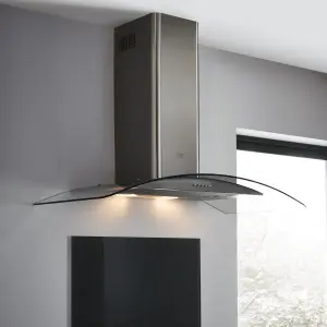 GoodHome Anthracite Glass Splashback, (H)800mm (W)600mm (T)5mm