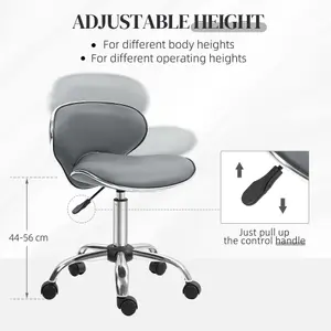 HOMCOM Office Chair Beauty Salon Rolling Technician Stool Chair Grey