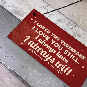 Red Ocean Love You Always Vintage Sign Valentines Anniversary Birthday Hanging Plaque Present Love Gift Special Present