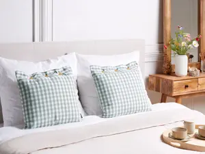 Set of 2 Cushions TALYA 45 x 45 cm Checked Mint Green