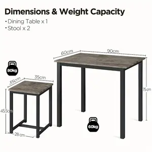 Yaheetech 3-Piece Rectangular Dining Set for Multipe Use Drift Brown