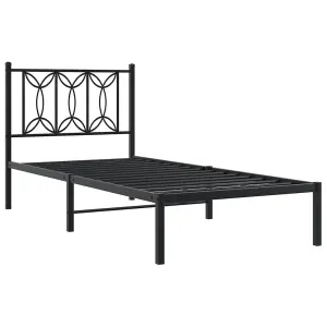 Berkfield Metal Bed Frame without Mattress with Headboard Black 90x200cm