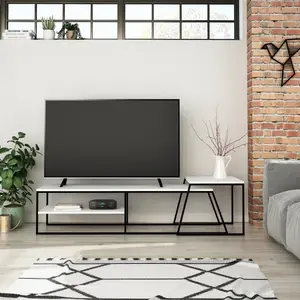 Decortie Pal Modern TV Unit Multimedia Centre White with Storage TV Cabinet 163cm