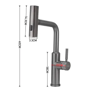 Grey Retractable Pulldown Kitchen Mixer Tap Faucet