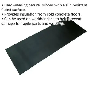 Durable 1000 x 2500mm Ribbed Workshop Mat - Slip Resistant Rubber for Maximum Safety