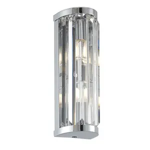 Luminosa Shimmer Glass Wall Lamp Chrome Plate, Clear Crystal