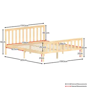 Vida Designs Milan Bed Frame Pine / Kingsize (5')