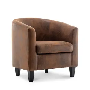 Faux Leather Suede Brown Tricia Tub Chair