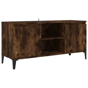 Berkfield TV Cabinet with Metal Legs Smoked Oak 103.5x35x50 cm