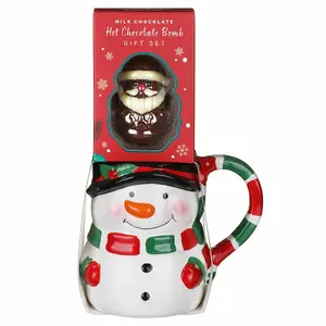 Hot Chocolate Bomb with Mug Christmas Gift Set Holiday Snowman Santa Cocoa Drink