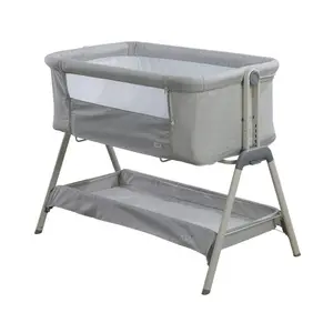 Kinder Valley Snoozie Bedside Crib Antarctica Grey Co Sleeper Baby Bedside bassinet, with Breathable Mesh Panel