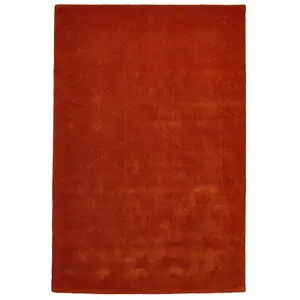 Orange Chequered , Geometric Luxurious , Modern , Plain , Wool Easy to Clean Rug for Bedroom, Living Room - 120cm X 170cm