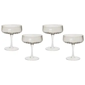 Set of 4 Champagne Saucers QUARTZ Grey