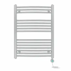 Right Radiators Prefilled Thermostatic Electric Heated Towel Rail Curved Bathroom Ladder Warmer - Chrome 800x600 mm