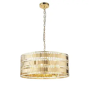 Luminosa Eldora 5 Light Round Ceiling Pendant Gold Effect Plate, E14