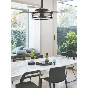 122 Cm Ceiling Fan Adilene With Remote Control Black with Transparent Blades