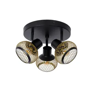 Lucide Lucas Modern Ceiling Spotlight - 3xE14 - Matt Gold, Brass